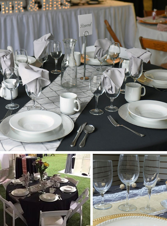 Dishes Belleville Tent, Table and Chair Rentals Main Event Tent