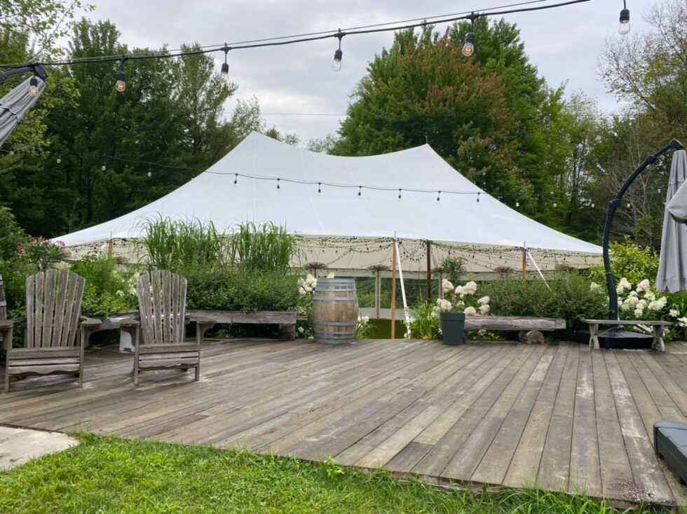 Tidewater “40x60” sail cloth tent Belleville Tent, Table and Chair